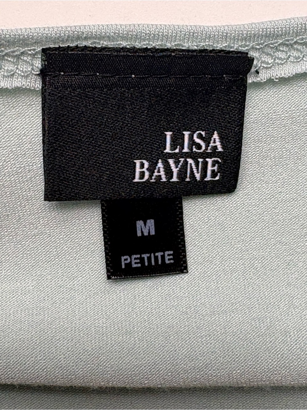 Lisa Bayne Cowl Neck Asymmetrical Top Medium Petite MP 3/4 Sleeve Green - Picture 6 of 7